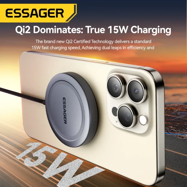 Essager 15W Magnetic Wireless Charger Qi2 Wireless Charger Fast Charging