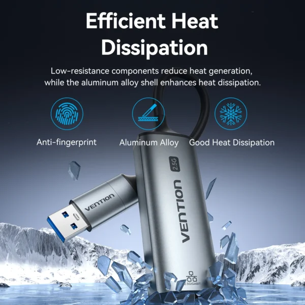 Vention 2.5G USB A C Ethernet Adapter USB 3.0 Network Card 2500Mbps 1000Mbps RJ45 Lan for MacBook iPad Laptop PC Windows