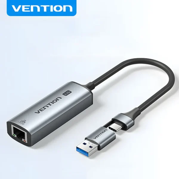 Vention 2.5G USB A C Ethernet Adapter USB 3.0 Network Card 2500Mbps 1000Mbps RJ45 Lan for MacBook iPad Laptop PC Windows