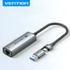 ventionrj45-main Vention 2.5G USB A C Ethernet Adapter USB 3.0 Network Card 2500Mbps RJ45 Lan for MacBook iPad Laptop PC Windows