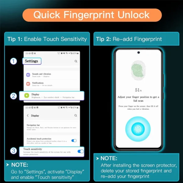 Samsung Galaxy HD Screen Protector S26-S21 A55-A35 5Pcs