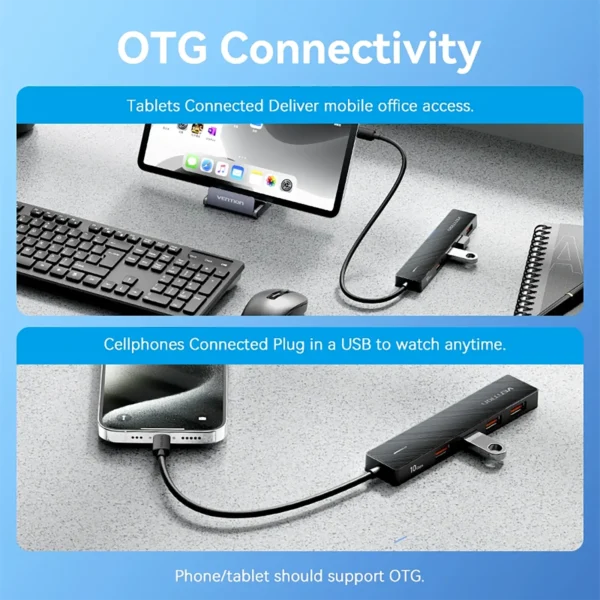 Vention USB 3.2 Gen2 HUB 5 Ports Splitter 10Gbps USB A Type C HUB Multiport Adapter for MacBook iPad Laptop Expansion PC Desktop