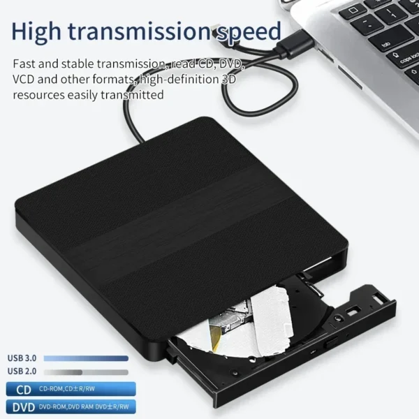 External DVD RW CD Writer USB Type-C or USB3.0 Slim For PC, Laptop, Mac