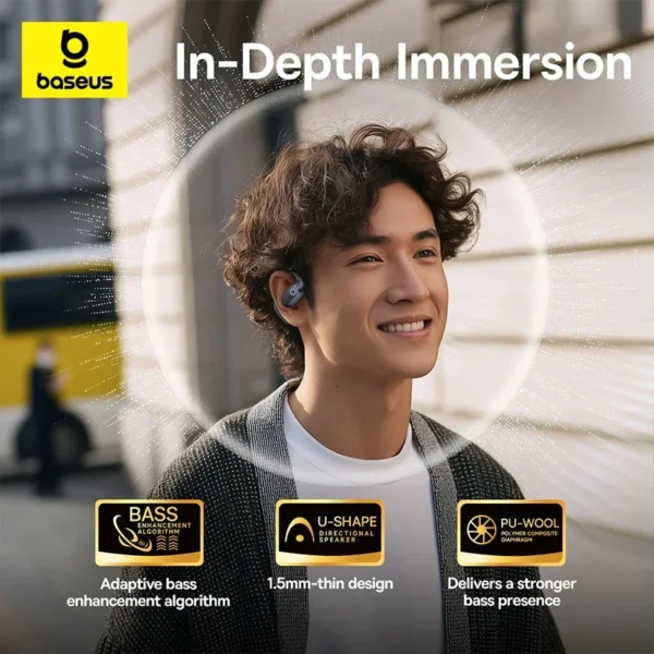 Baseus Eli 2i Fit Open-Ear Earphones True Wireless Bluetooth 6.0 IPX5 Waterproof Sports Earbuds Bass Boost