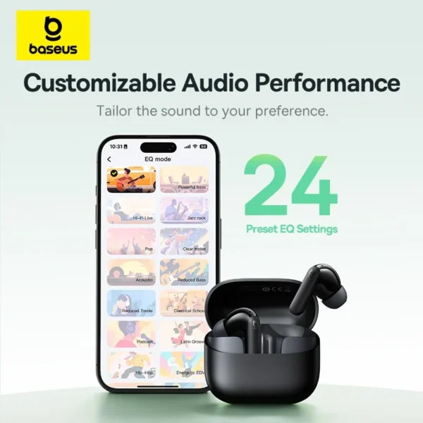 Baseus Bass EP10 NC -43dB Noise Cancelling ANC True Wireless Earbuds Bluetooth 6.0 In-Ear Earphones 4-Mics ENC