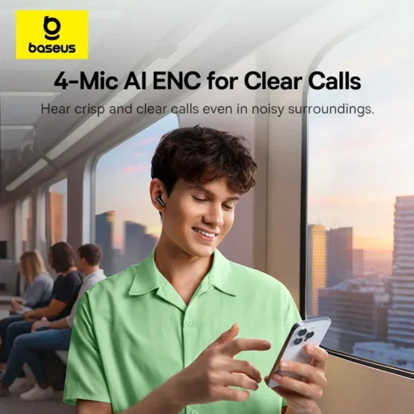 Baseus Bass EP10 NC -43dB Noise Cancelling ANC True Wireless Earbuds Bluetooth 6.0 In-Ear Earphones 4-Mics ENC