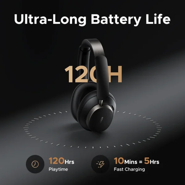 UGREEN Studio Pro 48dB ANC Wireless Bluetooth 6.0 Headphones Active Noise Cancellation Hi-Res LDAC 120h