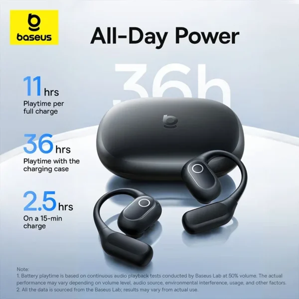 Baseus Eli 2i Fit Open-Ear Earphones True Wireless Bluetooth 6.0 IPX5 Waterproof Sports Earbuds Bass Boost