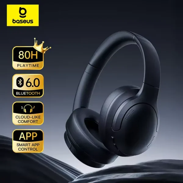baseus-headset-enc-1 Baseus ENC Wireless Headphones Bluetooth 6.0 Clear Call Headsets Super Bass - Black