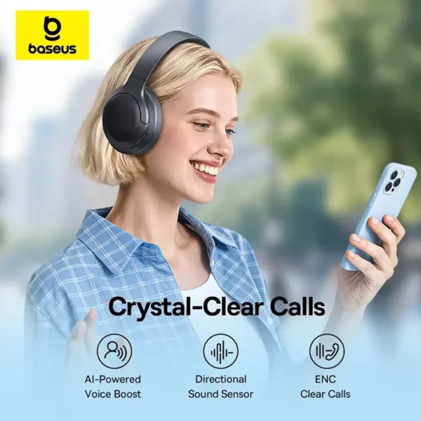 baseus-headset-enc-3 Baseus ENC Wireless Headphones Bluetooth 6.0 Clear Call Headsets Super Bass - Black