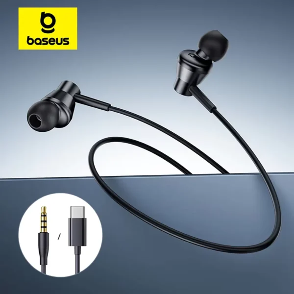 baseus-wired-earphones-main Baseus Encok CZ11/HZ11 Wired Earphones Type-C/3.5mm Jack Wired Headphones With Mic - Black