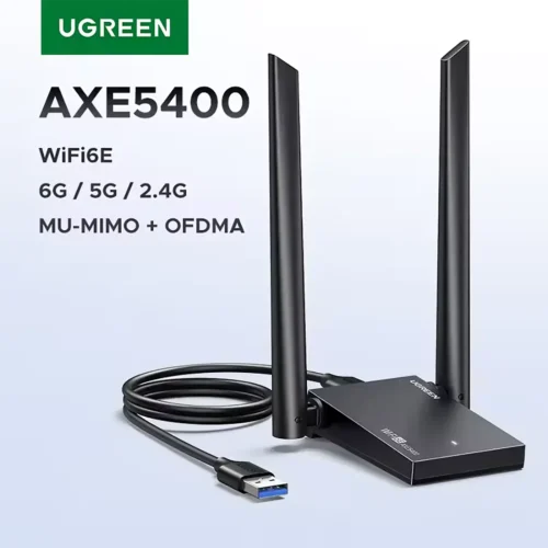 ugreen-wifiaxe-main UGREEN WiFi6E Adapter AXE5400 6G/5G/2.4G Tri-band for Desktop Laptop Windows 10/11 WPA3 Dual Antennas