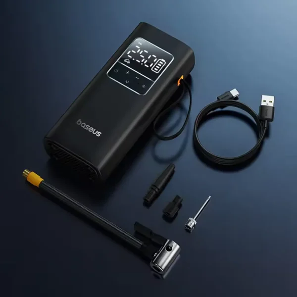 baseus-airpump-1 Baseus Wireless Air Pump Portable Air Compressor Smart Digital Electric Car Air Pump for Car Motorcycle Bicycle - Black