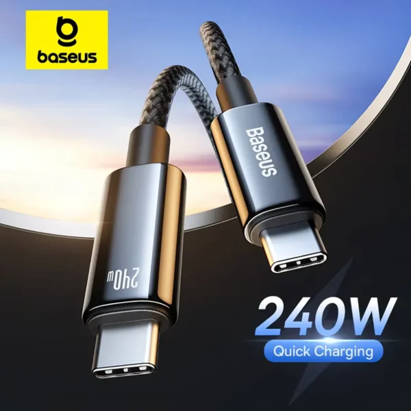 baseus-c-to-c-240w-main Baseus PD 240W Super Fast Charging USB Type-C To USB Type-C Cable For iPhone 17 16 15 iPad and Samsung Android MacBook