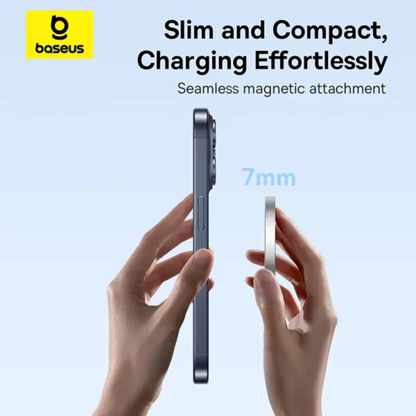 baseus-qi2-wificharger-3 Baseus Qi2 15W Magnetic Wireless Charger Mini Fast Charging Phone Charger For iPhone Samsung Earbuds - Silver