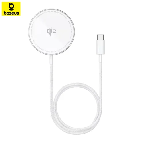 baseus-qi2-wificharger-main Baseus Qi2 15W Magnetic Wireless Charger Mini Fast Charging Phone Charger For iPhone Samsung Earbuds - Silver