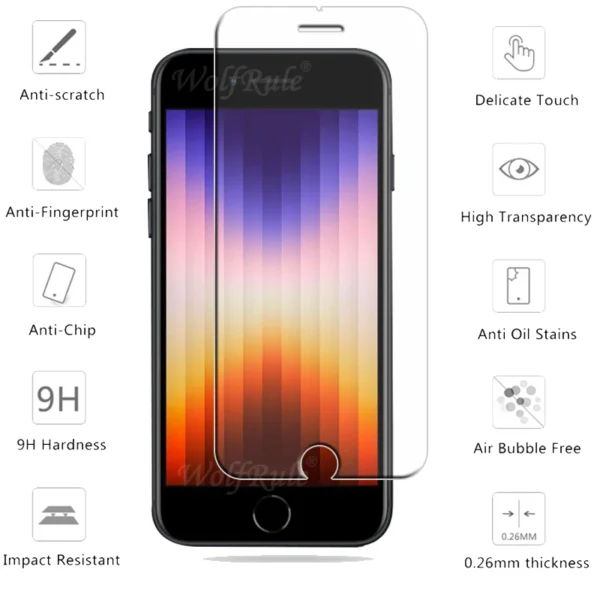 kf-Sbb3a5b8037cf4e0b9c15dad3011478a91 iPhone SE 2022 HD Glass Transparent Clear Screen Protector 2Pcs