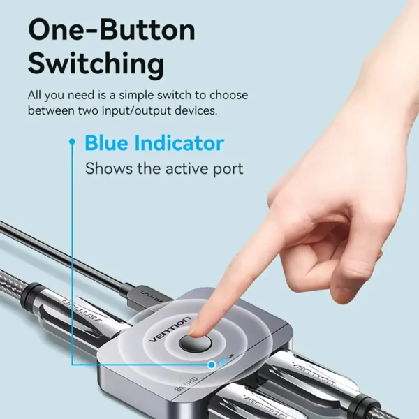 Vention HDMI 2.1 Splitter 4K60Hz Bi-Direction 2 in 1 out for PC TV Xbox PS5 Monitor