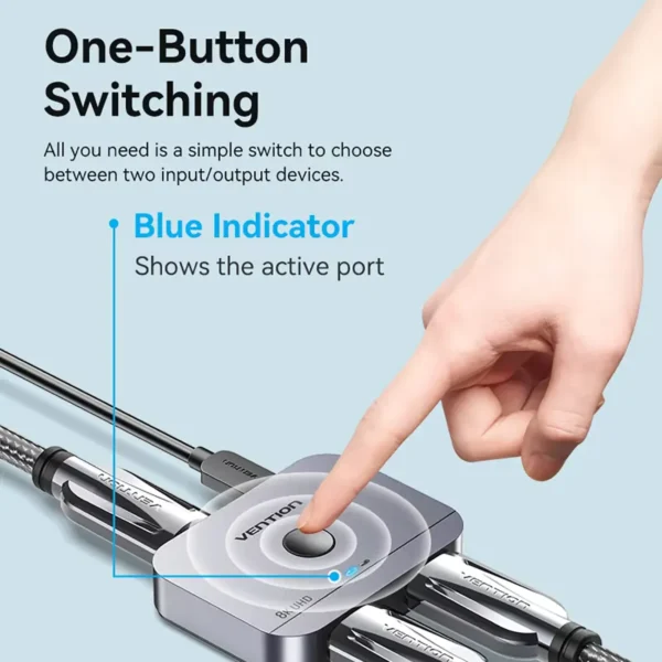 vention-8k-spliter-4 Vention HDMI 2.1 Splitter 8K60Hz 4K120Hz Bi-Direction 2 in 1 out for PC TV Xbox PS5 Monitor