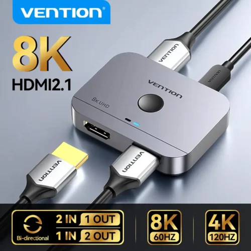 vention-8k-spliter-main Vention HDMI 2.1 Splitter 8K60Hz 4K120Hz Bi-Direction 2 in 1 out for PC TV Xbox PS5 Monitor