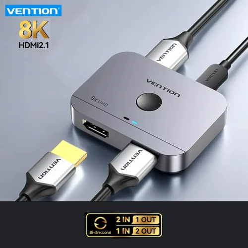 vention-8kspliter-main Vention HDMI 2.1 Splitter 8K60Hz 4K120Hz Bi-Direction 2 in 1 out for PC TV Xbox PS5 Monitor