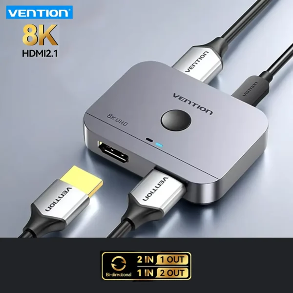 vention-8kspliter-main Vention HDMI 2.1 Splitter 8K60Hz 4K120Hz Bi-Direction 2 in 1 out for PC TV Xbox PS5 Monitor