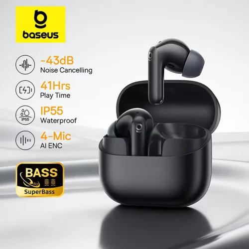 baseus-anc-earphones-main Baseus Bass EP10 NC -43dB Noise Cancelling ANC True Wireless Earbuds Bluetooth 6.0 In-Ear Wireless Earphones 4-Mics ENC