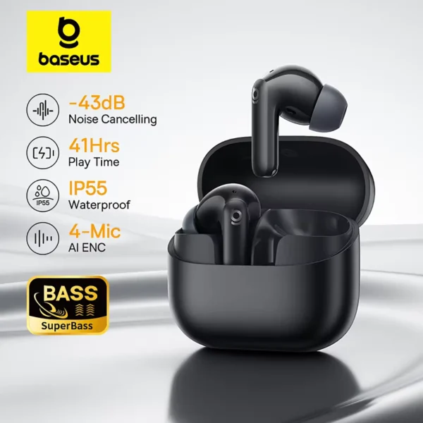 baseus-anc-earphones-main Baseus Bass EP10 NC -43dB Noise Cancelling ANC True Wireless Earbuds Bluetooth 6.0 In-Ear Wireless Earphones 4-Mics ENC