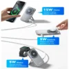Essager 2-in-1 Wireless Charger Qi2 15W Magnetic Wireless Charging Stand For iPhone EarBuds Watch - Grey