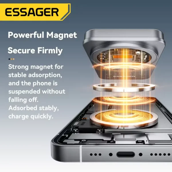 Essager 2-in-1 Wireless Charger Qi2 15W Magnetic Wireless Charging Stand For iPhone EarBuds Watch - Grey