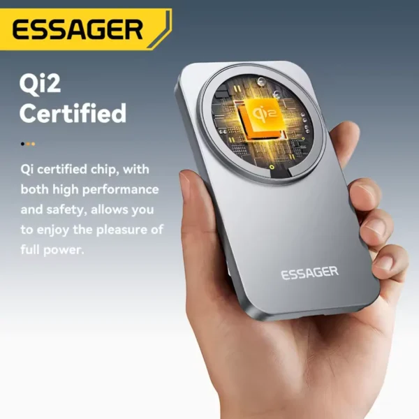 Essager 2-in-1 Wireless Charger Qi2 15W Magnetic Wireless Charging Stand For iPhone EarBuds Watch - Grey