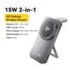 Essager 2-in-1 Wireless Charger Qi2 15W Magnetic Wireless Charging Stand For iPhone EarBuds Watch - Grey
