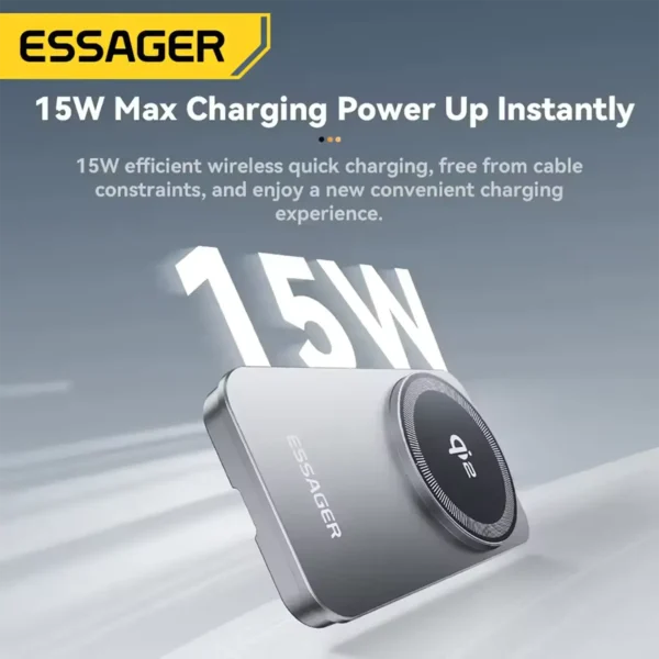 essager-qi215wwificharger-2 Essager 2-in-1 Wireless Charger Grey Qi2 15W Magnetic Wireless Charging Stand For iPhone EarBuds Watch