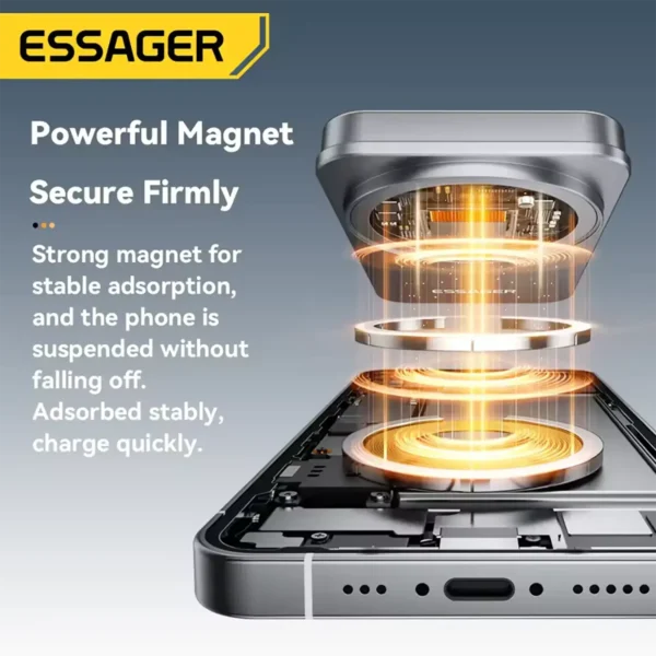 essager-qi215wwificharger-3 Essager 2-in-1 Wireless Charger Grey Qi2 15W Magnetic Wireless Charging Stand For iPhone EarBuds Watch