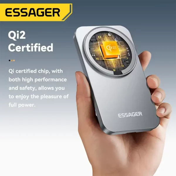 essager-qi215wwificharger-4 Essager 2-in-1 Wireless Charger Grey Qi2 15W Magnetic Wireless Charging Stand For iPhone EarBuds Watch