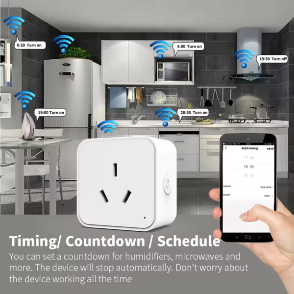 tuya-smartplug-5 WiFi Tuya Smart Socket 16A AU Standard Plug with Energy Monitoring Timer Countdown Works with Smart Life App Alexa Google