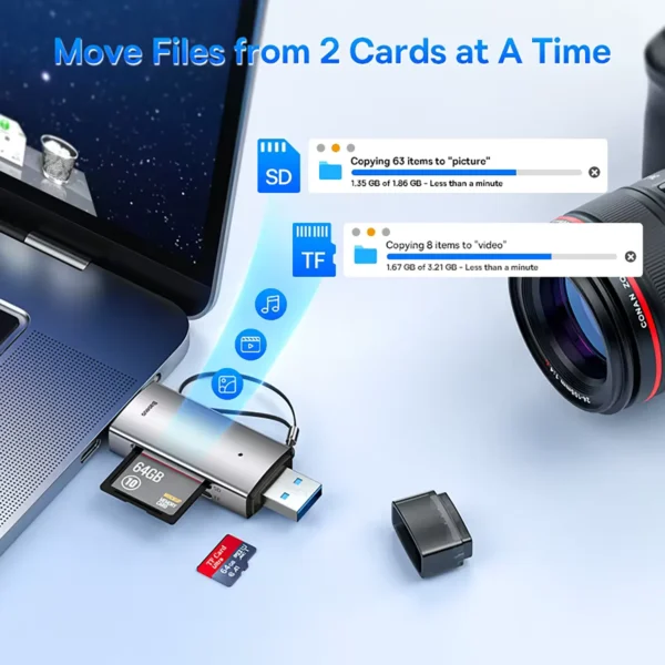 baseus-usbcardreader-3 Baseus Card Reader USB C USB3.0 to SD Micro SD TF Memory Card