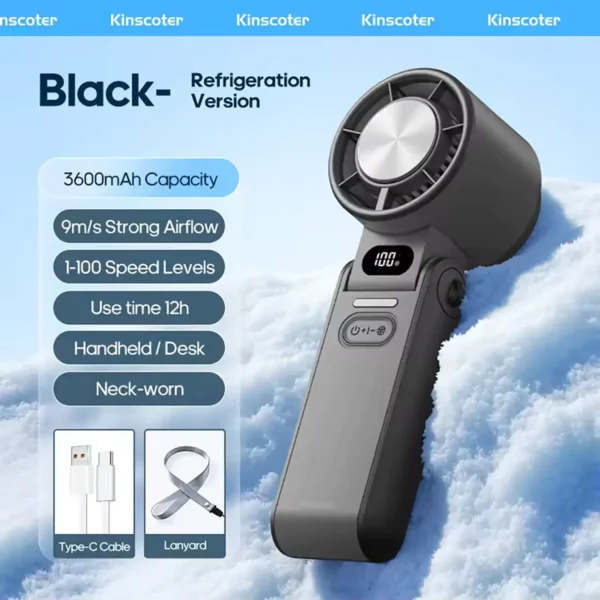 Portable High Speed Foldable Air Cooling Turbo Fan 3600mAh Rechargeable