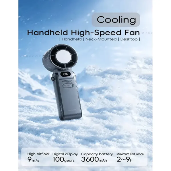 Portable High Speed Foldable Air Cooling Turbo Fan 3600mAh Rechargeable