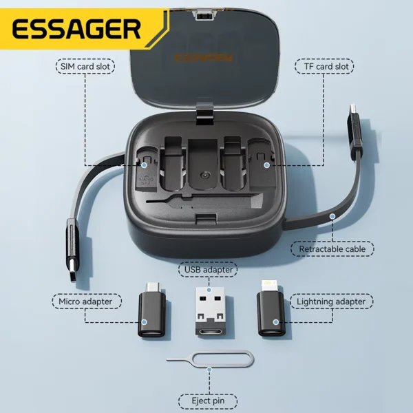 vention-retractableusbc-1 Essager PD 60W USB Type C Data Fast Charging Cable