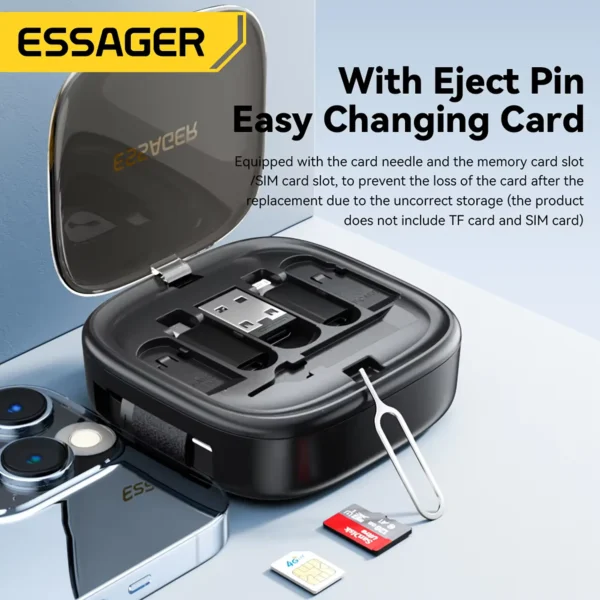 vention-retractableusbc-4 Essager PD 60W USB Type C Data Fast Charging Cable