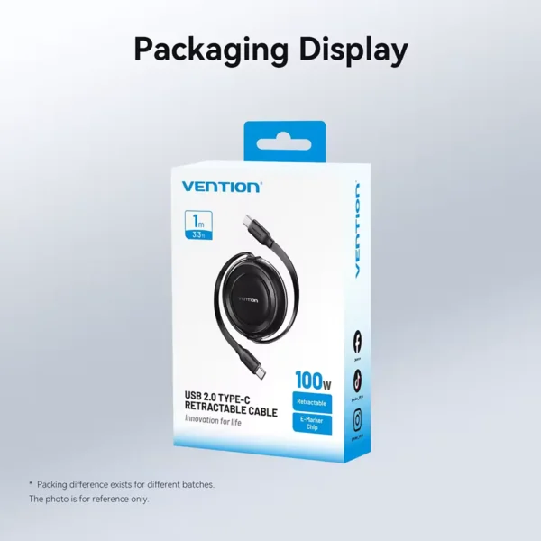 vention-retractableusbccable-6 Vention 100W Retractable Type-C to Type-C Cable 5A Fast Charging Wire Cord For iPhone Samsung Android iPad MacBook
