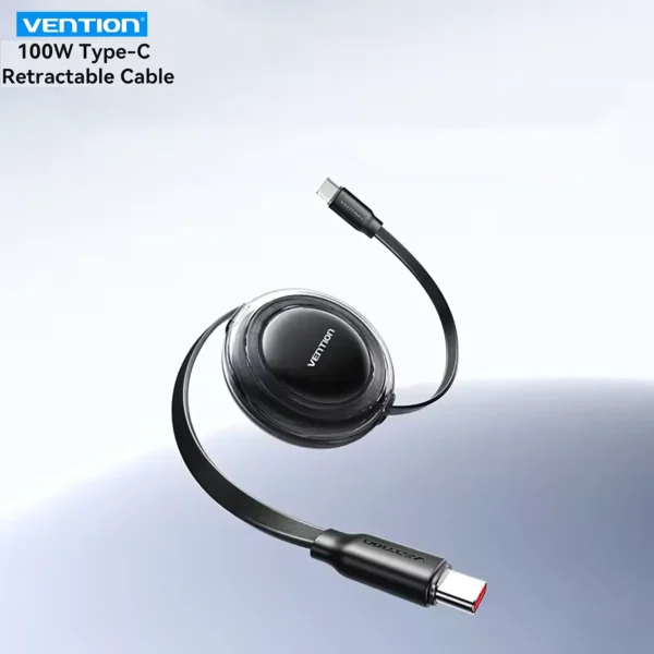 vention-retractableusbccable-main Vention 100W Retractable Type-C to Type-C Cable 5A Fast Charging Wire Cord For iPhone Samsung Android iPad MacBook