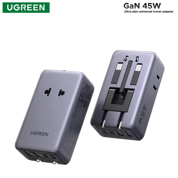 UGREEN GaN 45W Universal Travel Adapter 2 Type-C 2 USB Ports Fast Charging